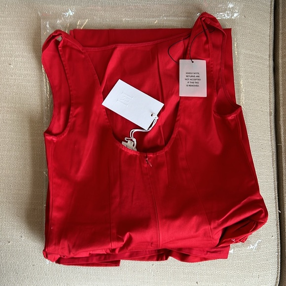 NWT Helsa Stretch Cotton Sateen Midi Dress - Red Lipstick - Picture 5 of 10